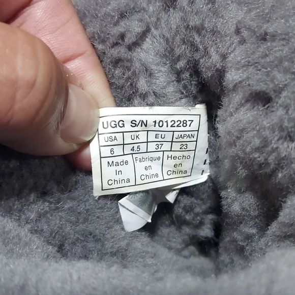 UGG Women's Dark Grey 12" Tall Fuzzy Woven Boots Size 6 - Picture 9 of 9